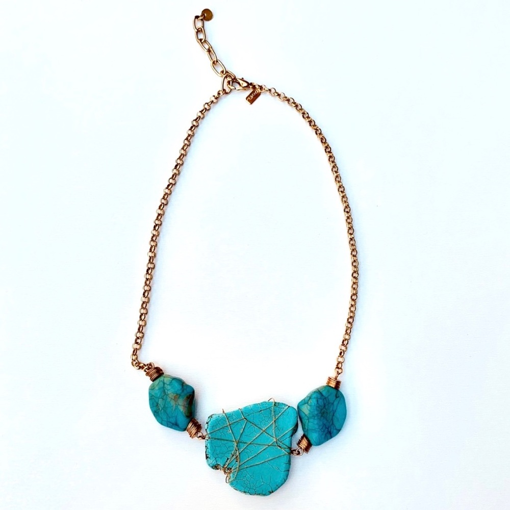 Rachel Nordstroms Gold Turquoise Stone Necklace - Picture 1 of 4